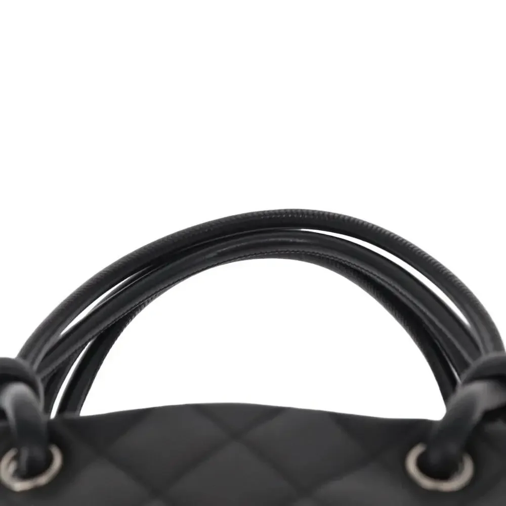 Chanel Leather Cambon Line Matelasse Tote Bag Black